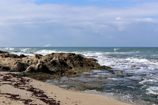 Kust Van Middellandse Zee Het Noorden Van Staat Israël — Stockfoto