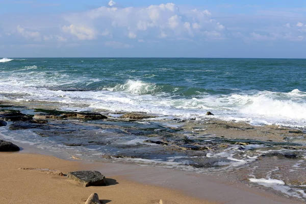 Kust Van Middellandse Zee Het Noorden Van Staat Israël — Stockfoto