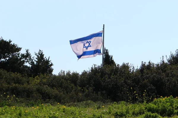 이스라엘 국기는 스타에서 바람으로 — 스톡 사진