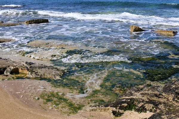 Wybrzeża Morza Śródziemnego Północnej Części Stanu Izrael — Zdjęcie stockowe