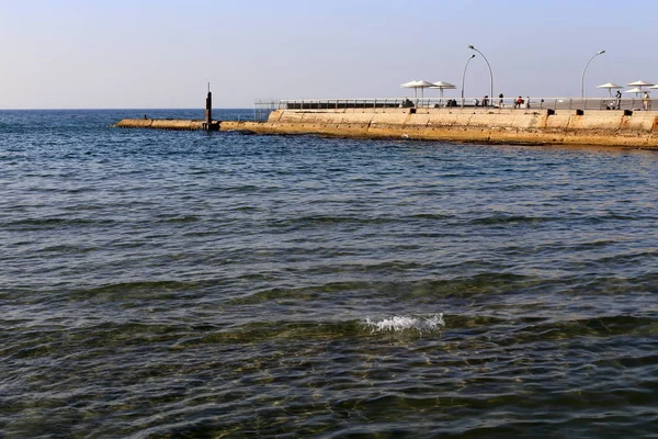 Pier Middellandse Zee Noord Israël — Stockfoto