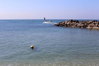 taşlar ve kabukları Kuzey İsrail'Akdeniz kıyısında 