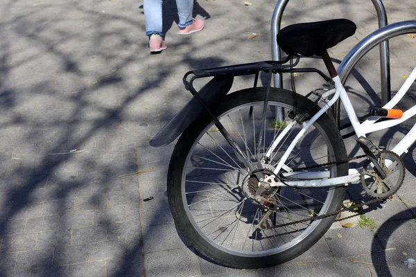 Veículo Bicicleta Com Rodas Posto Movimento Pela Força Muscular Humana — Fotografia de Stock