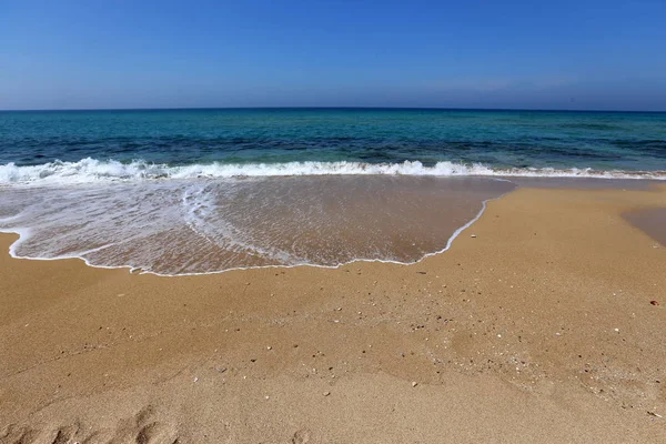 Ακτή Της Μεσογείου Στη Βόρεια Του Κράτους Του Ισραήλ — Φωτογραφία Αρχείου