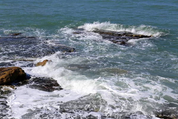 Kust Van Middellandse Zee Het Noorden Van Staat Israël — Stockfoto