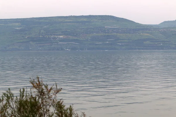 Poziom Wody Jeziorze Kinneret Wynosi Poniżej Normalnego — Zdjęcie stockowe