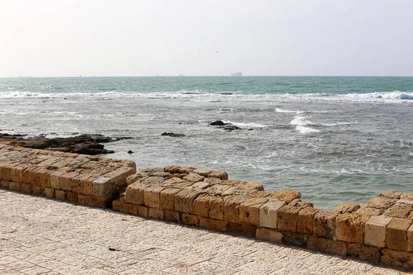 Mauer Aus Stein Und Beton Der Alten Festung Israel — Stockfoto