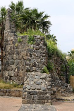 duvar, taş ve beton İsrail eski kale içinde 