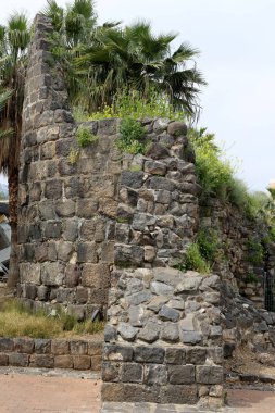 duvar, taş ve beton İsrail eski kale içinde 