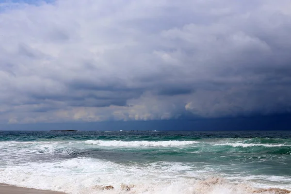 Kust Van Middellandse Zee Het Noorden Van Staat Israël — Stockfoto