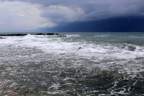 Ακτή Της Μεσογείου Στη Βόρεια Του Κράτους Του Ισραήλ — Φωτογραφία Αρχείου