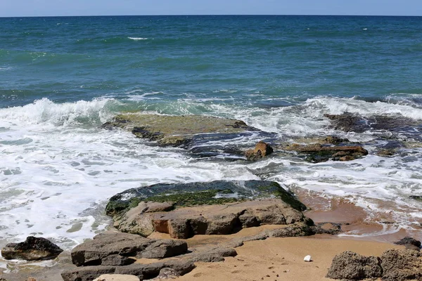 Kust Van Middellandse Zee Het Noorden Van Staat Israël — Stockfoto