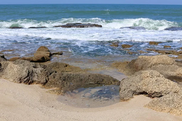 Steine Der Mittelmeerküste Norden Israels — Stockfoto