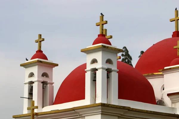 Iglesia Los Apóstoles Parque Nacional Cafarnaúm Orillas Del Lago Kinneret — Foto de Stock