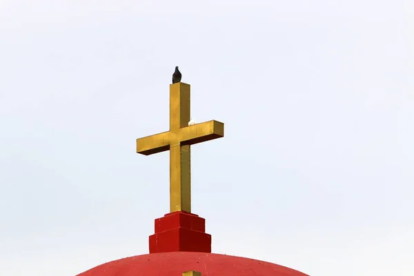 Igreja Dos Apóstolos Parque Nacional Cafarnaum Margens Lago Kinneret Israel — Fotografia de Stock