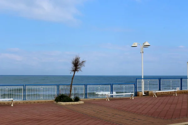 Cerca Metal Nas Margens Mediterrâneo Norte Israel — Fotografia de Stock