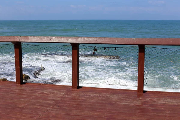 Metal Fence Shores Mediterranean Northern Israel — Stock Photo, Image