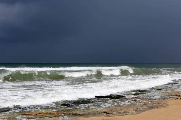 Costa Del Mar Mediterráneo Norte Del Estado Israel — Foto de Stock