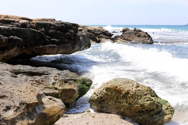 Kust Van Middellandse Zee Het Noorden Van Staat Israël — Stockfoto