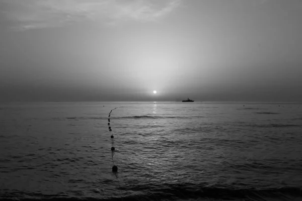 Solen Sätter Sig Över Horisonten Vid Medelhavet Norra Israel Och — Stockfoto