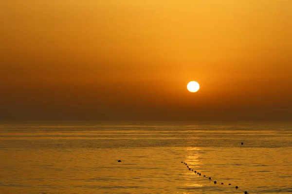 Güneş Kuzey Srail Akdeniz Ufukta Batıyor Gün Sona Eriyor — Stok fotoğraf