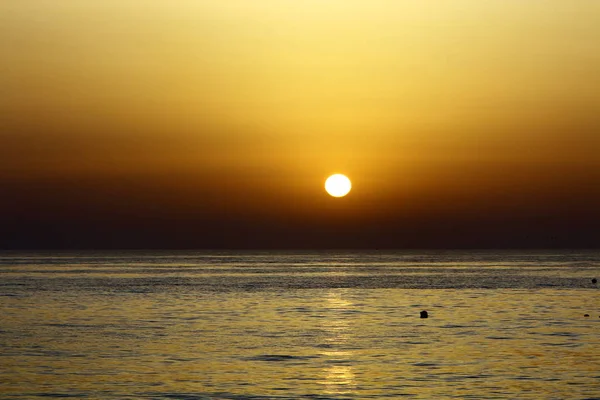 Sol Põe Sobre Horizonte Mar Mediterrâneo Norte Israel Termina Dia — Fotografia de Stock