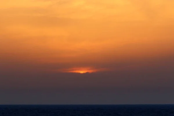 Сонце Сідає Горизонт Середземномор Півночі Ізраїлю Закінчує День — стокове фото