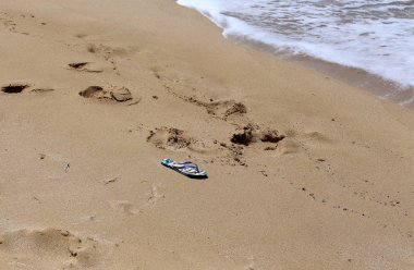 Kumdaki Kuzey İsrail'Akdeniz kıyısında 