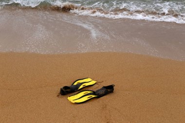 Kumdaki Kuzey İsrail'Akdeniz kıyısında 