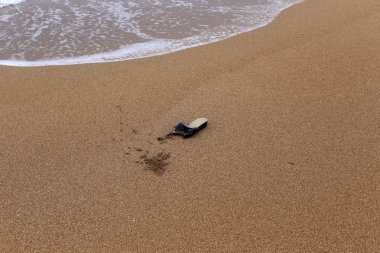Kumdaki Kuzey İsrail'Akdeniz kıyısında 