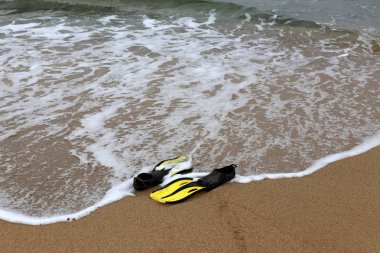 Kumdaki Kuzey İsrail'Akdeniz kıyısında 