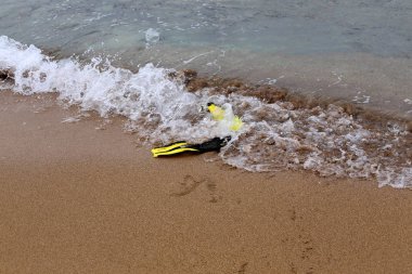 Kumdaki Kuzey İsrail'Akdeniz kıyısında 