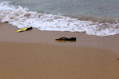 Kumdaki Kuzey İsrail'Akdeniz kıyısında 