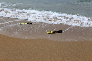 Kumdaki Kuzey İsrail'Akdeniz kıyısında 