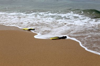 Kumdaki Kuzey İsrail'Akdeniz kıyısında 