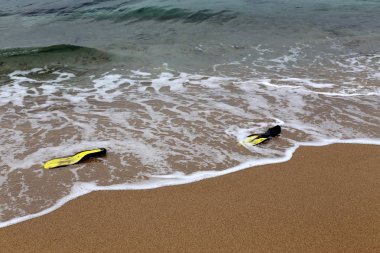 Kumdaki Kuzey İsrail'Akdeniz kıyısında 