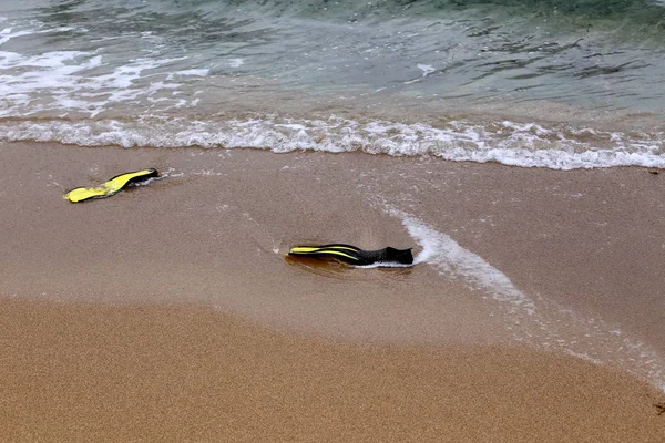 Kumdaki Kuzey İsrail'Akdeniz kıyısında 