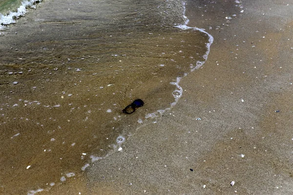 gözlük Akdeniz kıyılarında kumda sahilde yalan 