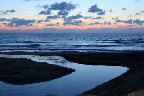 Закат Средиземном Море Севере Государства Израиль — стоковое фото