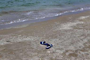 Kumdaki Kuzey İsrail'Akdeniz kıyısında 