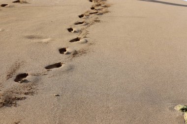 Kumdaki Kuzey İsrail'Akdeniz kıyısında 