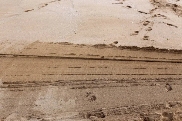 Fotspår Sanden Stränderna Vid Medelhavet Norra Israel — Stockfoto
