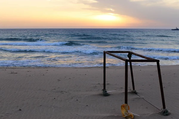 Fotspår Sanden Stränderna Vid Medelhavet Norra Israel — Stockfoto