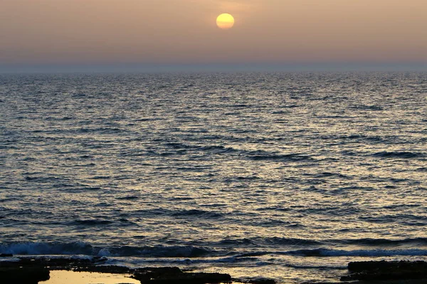 Sunset Mediterranean Sea North State Israel — Stock Photo, Image