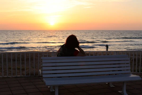 Puesta Sol Mar Mediterráneo Norte Del Estado Israel — Foto de Stock