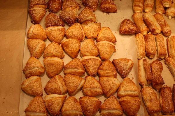 Pan Productos Panadería Mostrador Una Tienda Israel —  Fotos de Stock