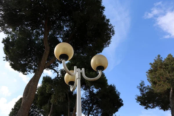 Egy Lámpást Világítás Telepítve Egy Városi Parkban Észak Izrael Állam — Stock Fotó