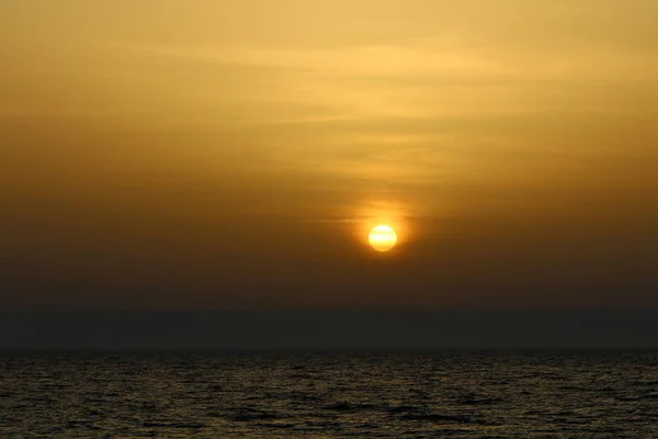 Sun Sets Horizon Mediterranean Sea North Israel — Stock Photo, Image