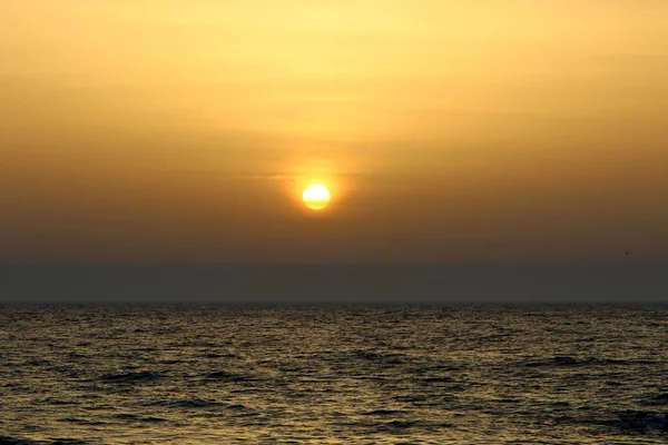Солнце Садится Горизонт Средиземного Моря Севере Израиля — стоковое фото