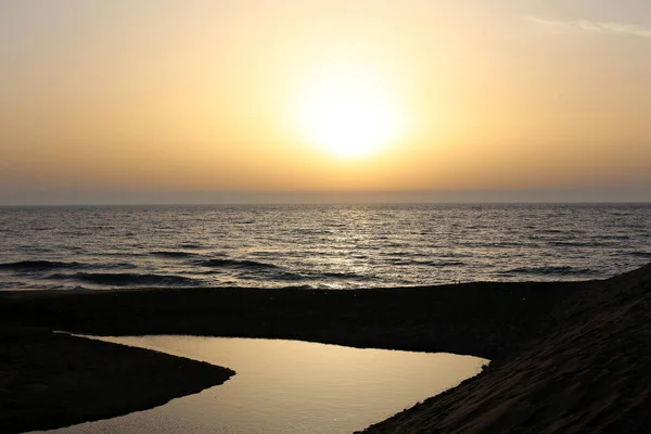 Die Sonne Geht Über Dem Horizont Mediterranen Meer Nördlich Von — Stockfoto